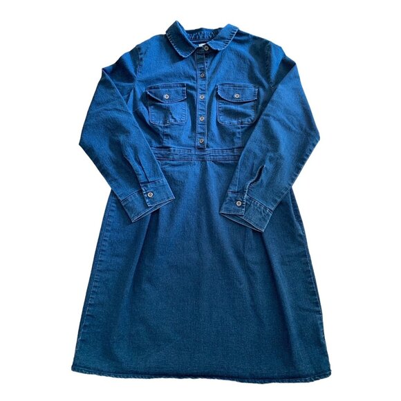 Old Navy Womens Blue Denim Shirt Long Sleeve Dress Size 10 Petite - Picture 10 of 13